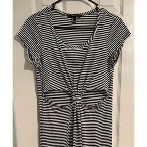 NWOT Forever 21 Black White Stripe Cutout Women’s Maxi Dress Size Small S